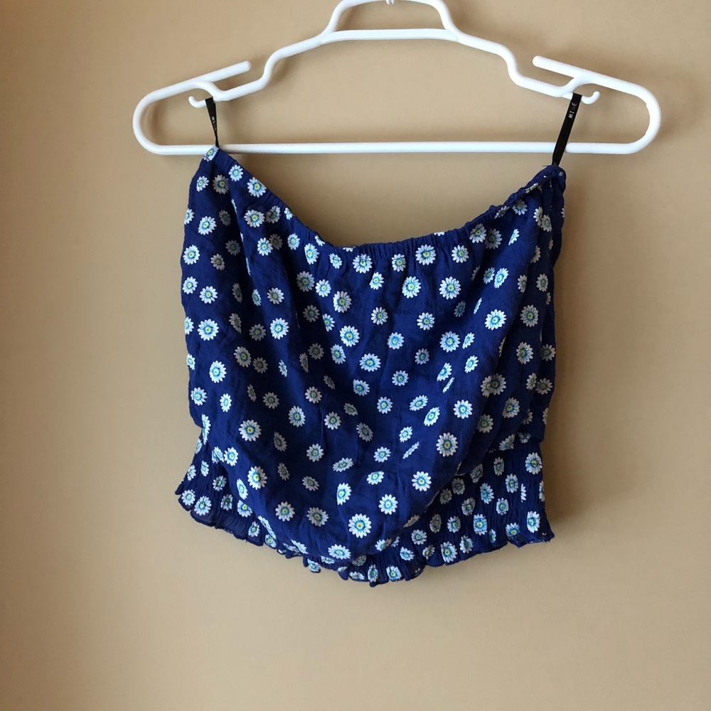 Navy blue floral crop top